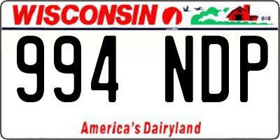 WI license plate 994NDP