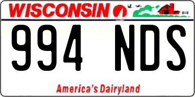 WI license plate 994NDS