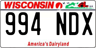 WI license plate 994NDX