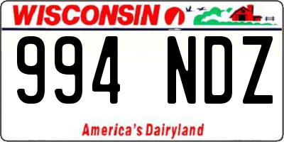 WI license plate 994NDZ