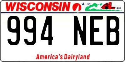 WI license plate 994NEB