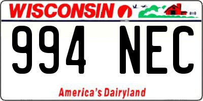 WI license plate 994NEC