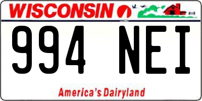 WI license plate 994NEI