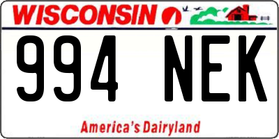 WI license plate 994NEK
