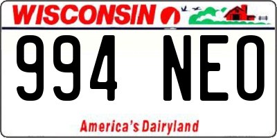 WI license plate 994NEO