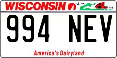 WI license plate 994NEV