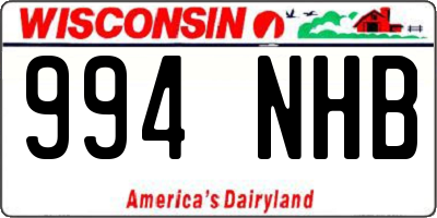 WI license plate 994NHB