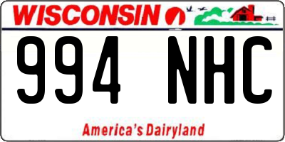 WI license plate 994NHC