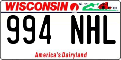 WI license plate 994NHL