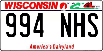 WI license plate 994NHS