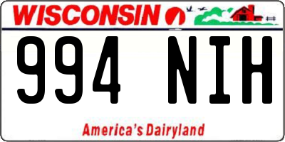 WI license plate 994NIH