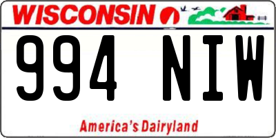 WI license plate 994NIW