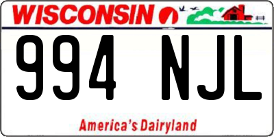 WI license plate 994NJL
