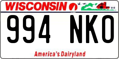 WI license plate 994NKO