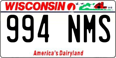 WI license plate 994NMS
