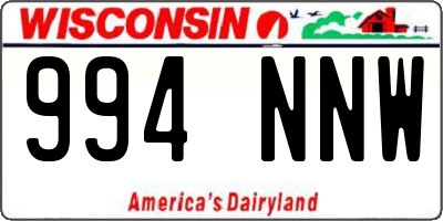 WI license plate 994NNW