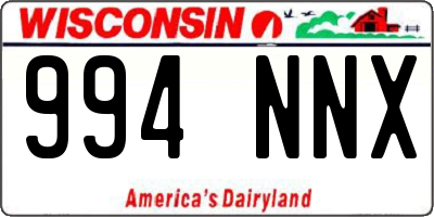 WI license plate 994NNX