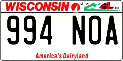 WI license plate 994NOA