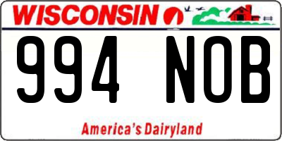 WI license plate 994NOB