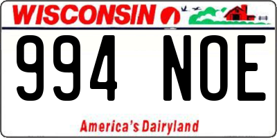 WI license plate 994NOE
