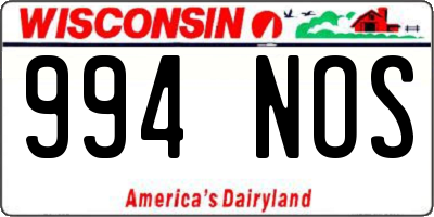 WI license plate 994NOS