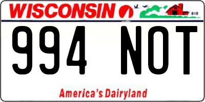WI license plate 994NOT