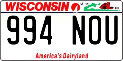 WI license plate 994NOU