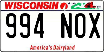 WI license plate 994NOX