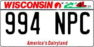 WI license plate 994NPC