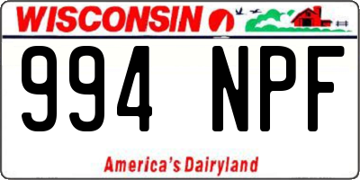 WI license plate 994NPF