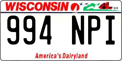 WI license plate 994NPI