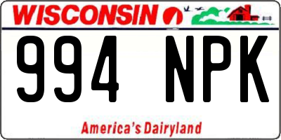 WI license plate 994NPK