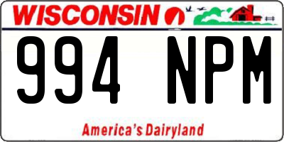 WI license plate 994NPM