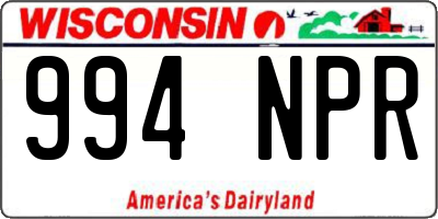 WI license plate 994NPR
