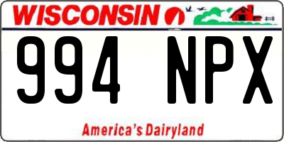 WI license plate 994NPX