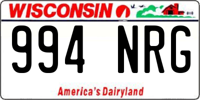 WI license plate 994NRG