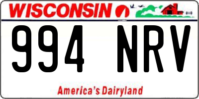 WI license plate 994NRV