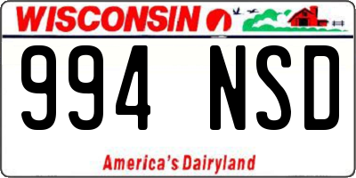 WI license plate 994NSD