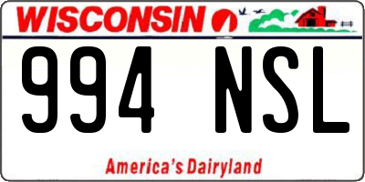 WI license plate 994NSL