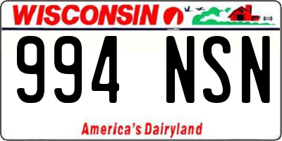 WI license plate 994NSN