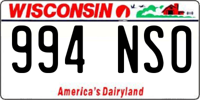 WI license plate 994NSO