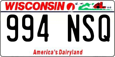 WI license plate 994NSQ