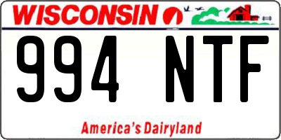 WI license plate 994NTF