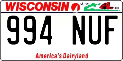 WI license plate 994NUF