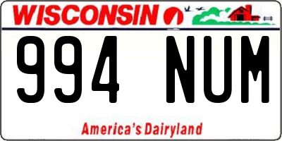 WI license plate 994NUM