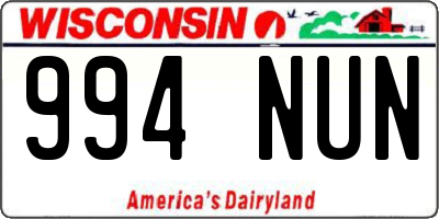 WI license plate 994NUN