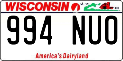 WI license plate 994NUO