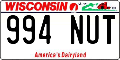 WI license plate 994NUT