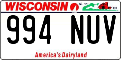 WI license plate 994NUV