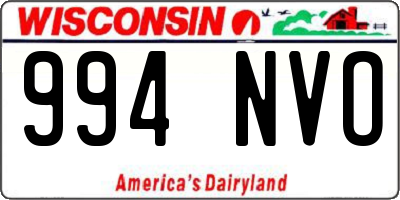 WI license plate 994NVO